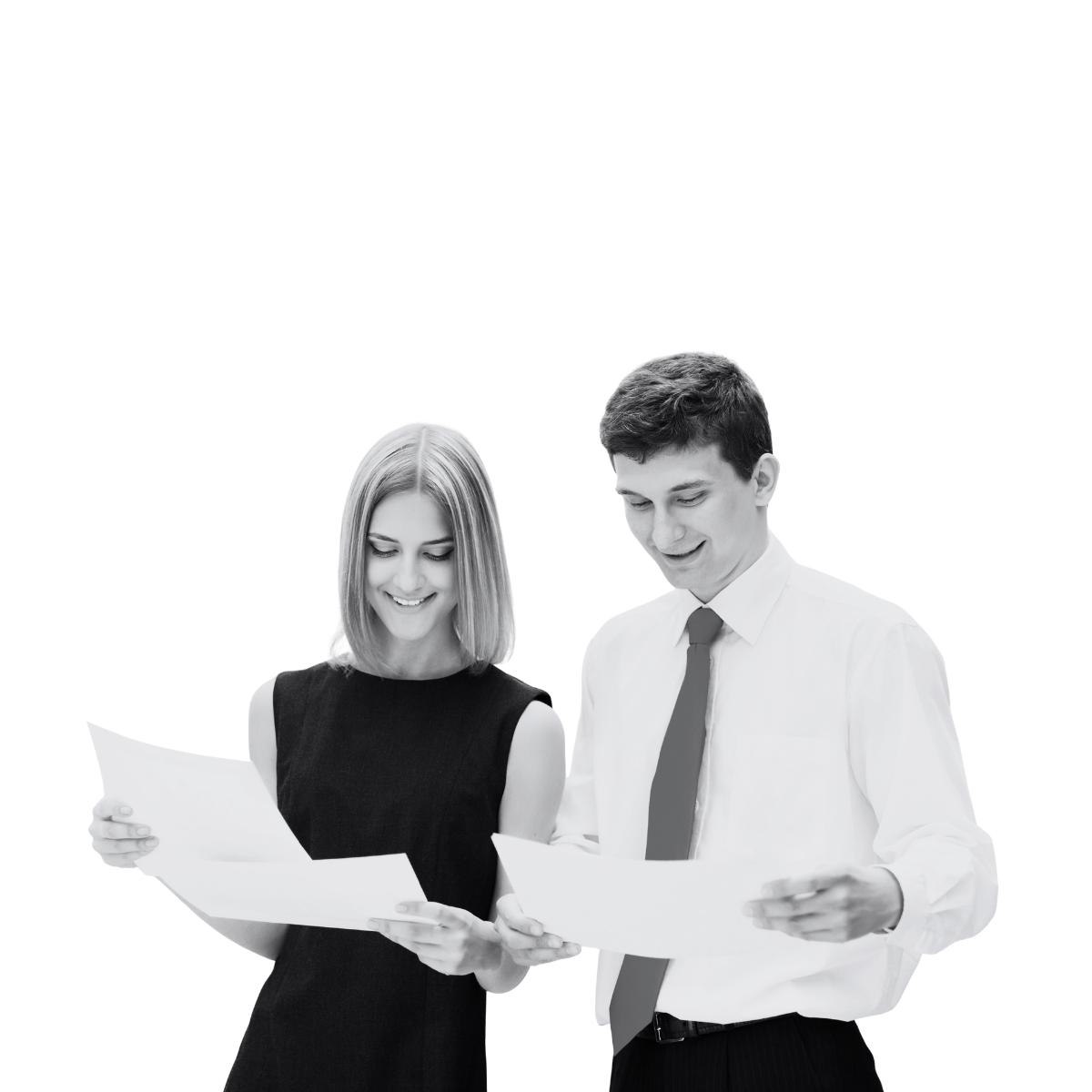 Legal professionals reviewing paper